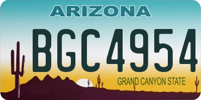 AZ license plate BGC4954