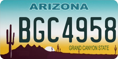 AZ license plate BGC4958