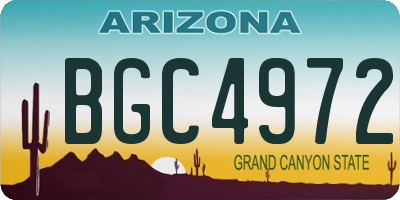 AZ license plate BGC4972