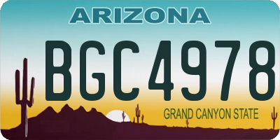 AZ license plate BGC4978
