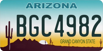 AZ license plate BGC4982
