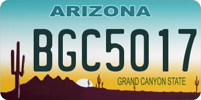 AZ license plate BGC5017