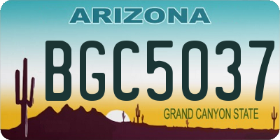 AZ license plate BGC5037