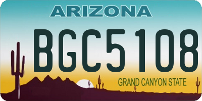 AZ license plate BGC5108