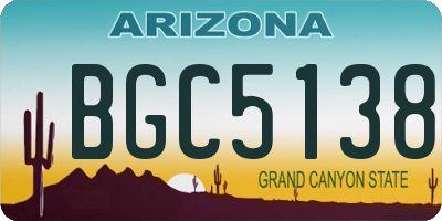 AZ license plate BGC5138