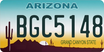 AZ license plate BGC5148