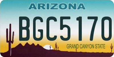 AZ license plate BGC5170