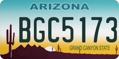AZ license plate BGC5173
