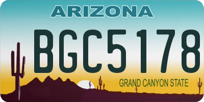 AZ license plate BGC5178