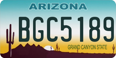 AZ license plate BGC5189