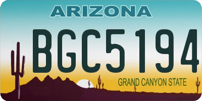AZ license plate BGC5194
