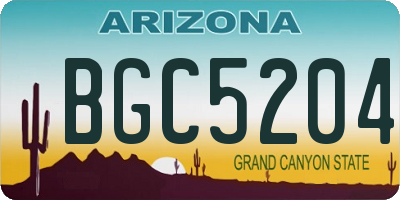 AZ license plate BGC5204