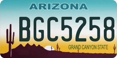 AZ license plate BGC5258