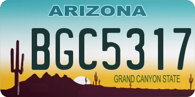 AZ license plate BGC5317
