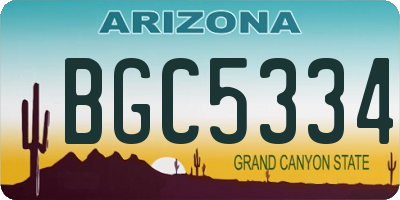 AZ license plate BGC5334