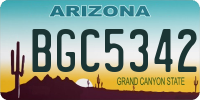 AZ license plate BGC5342