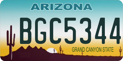 AZ license plate BGC5344