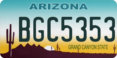 AZ license plate BGC5353