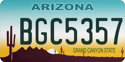 AZ license plate BGC5357