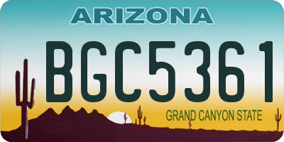 AZ license plate BGC5361