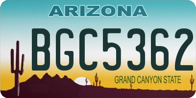 AZ license plate BGC5362