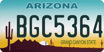 AZ license plate BGC5364