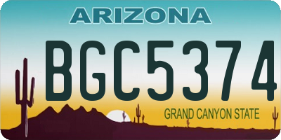 AZ license plate BGC5374
