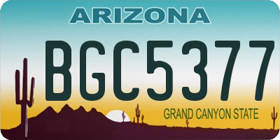 AZ license plate BGC5377