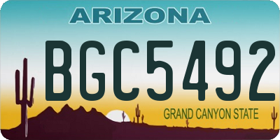 AZ license plate BGC5492