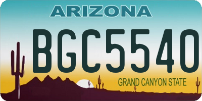 AZ license plate BGC5540