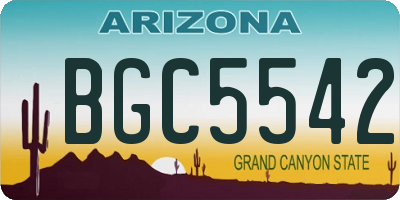 AZ license plate BGC5542