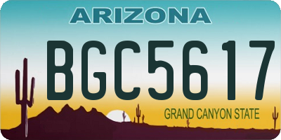 AZ license plate BGC5617