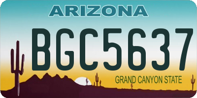 AZ license plate BGC5637
