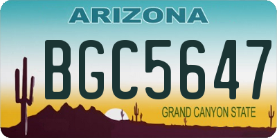 AZ license plate BGC5647