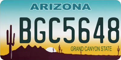 AZ license plate BGC5648