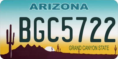AZ license plate BGC5722