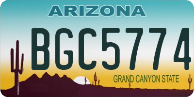 AZ license plate BGC5774