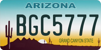 AZ license plate BGC5777