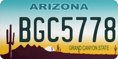 AZ license plate BGC5778