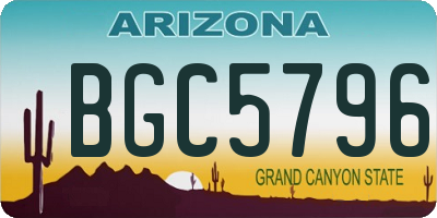 AZ license plate BGC5796