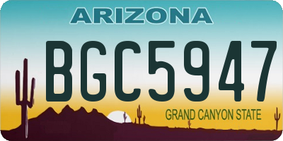 AZ license plate BGC5947