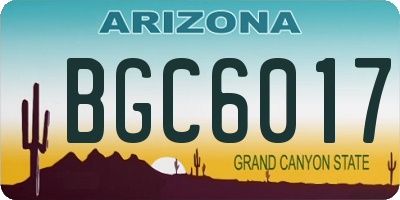 AZ license plate BGC6017
