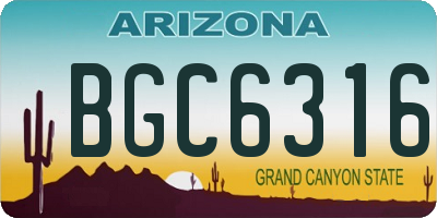 AZ license plate BGC6316