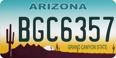 AZ license plate BGC6357