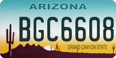 AZ license plate BGC6608