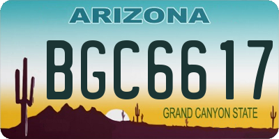 AZ license plate BGC6617