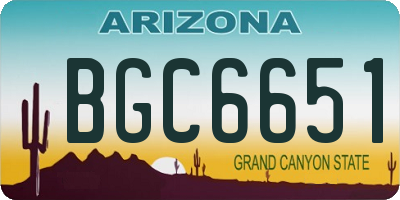 AZ license plate BGC6651