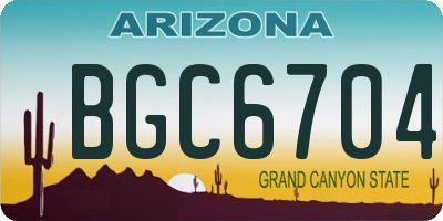 AZ license plate BGC6704