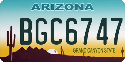 AZ license plate BGC6747