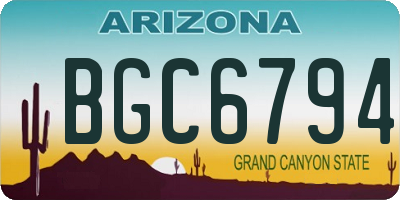AZ license plate BGC6794
